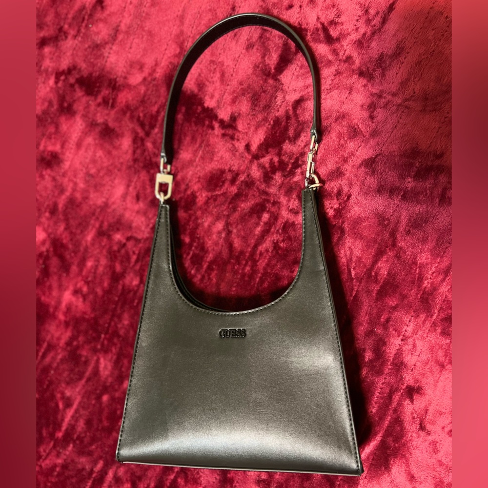 Black Faux Leather GUESS Shoulder Bag - Picture 7 of 8